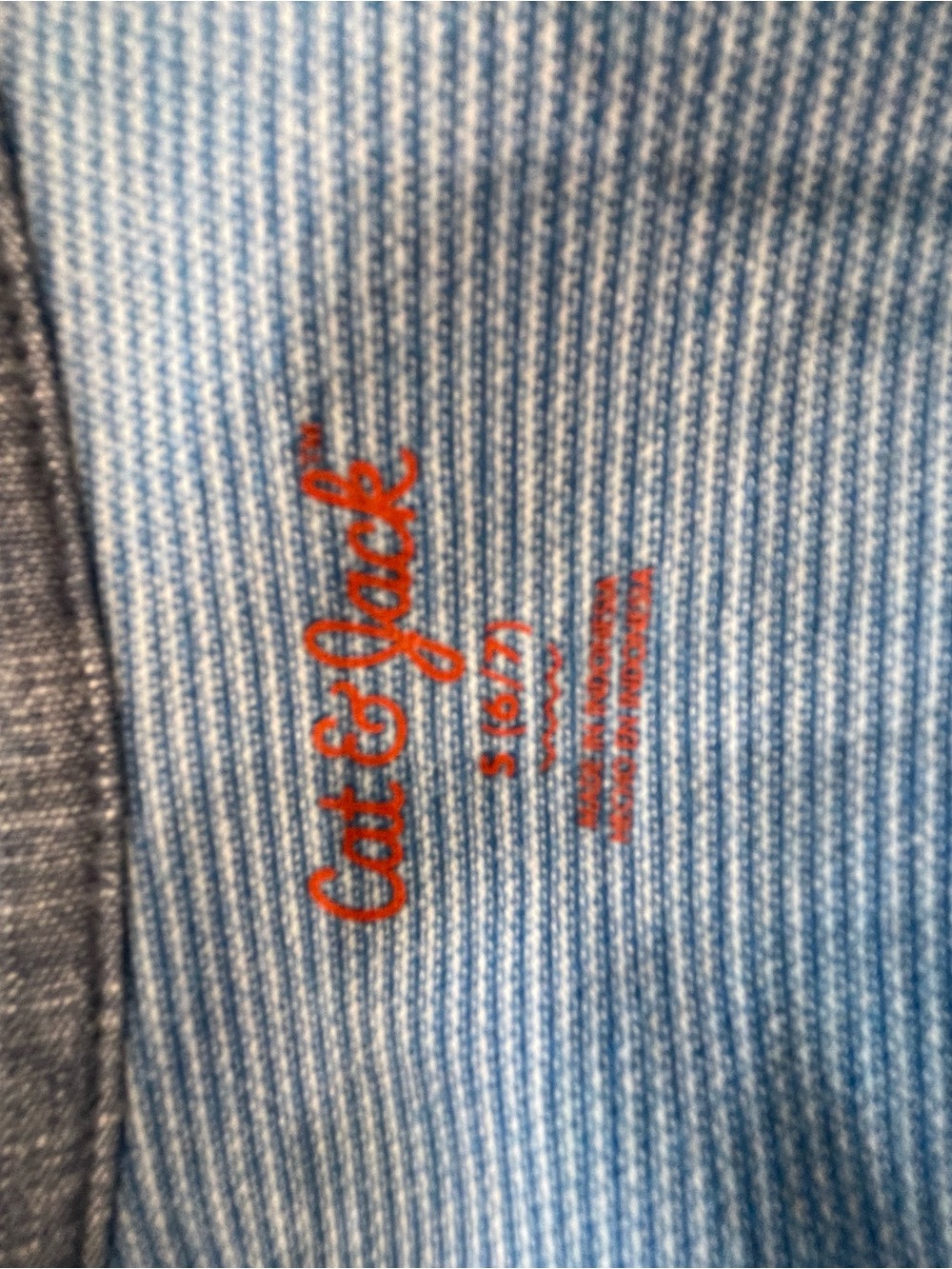 Cat & Jack Blue and Orange Striped Tee - Picture 2 of 2